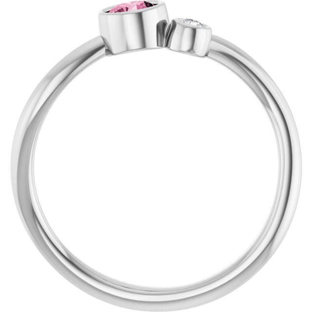 Sterling Silver 4 mm Natural Pink Tourmaline & .03 CT Natural Diamond Ring